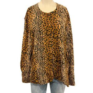 Bedford Fair Lifestyles Leopard Print Women's long sleeve button down front